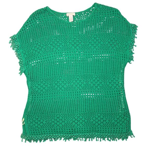 Chico's Green Open Crochet Top Size 1 - Picture 1 of 3